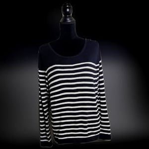 #C85 Croft & Barrow Women's Black & White Striped Sweater